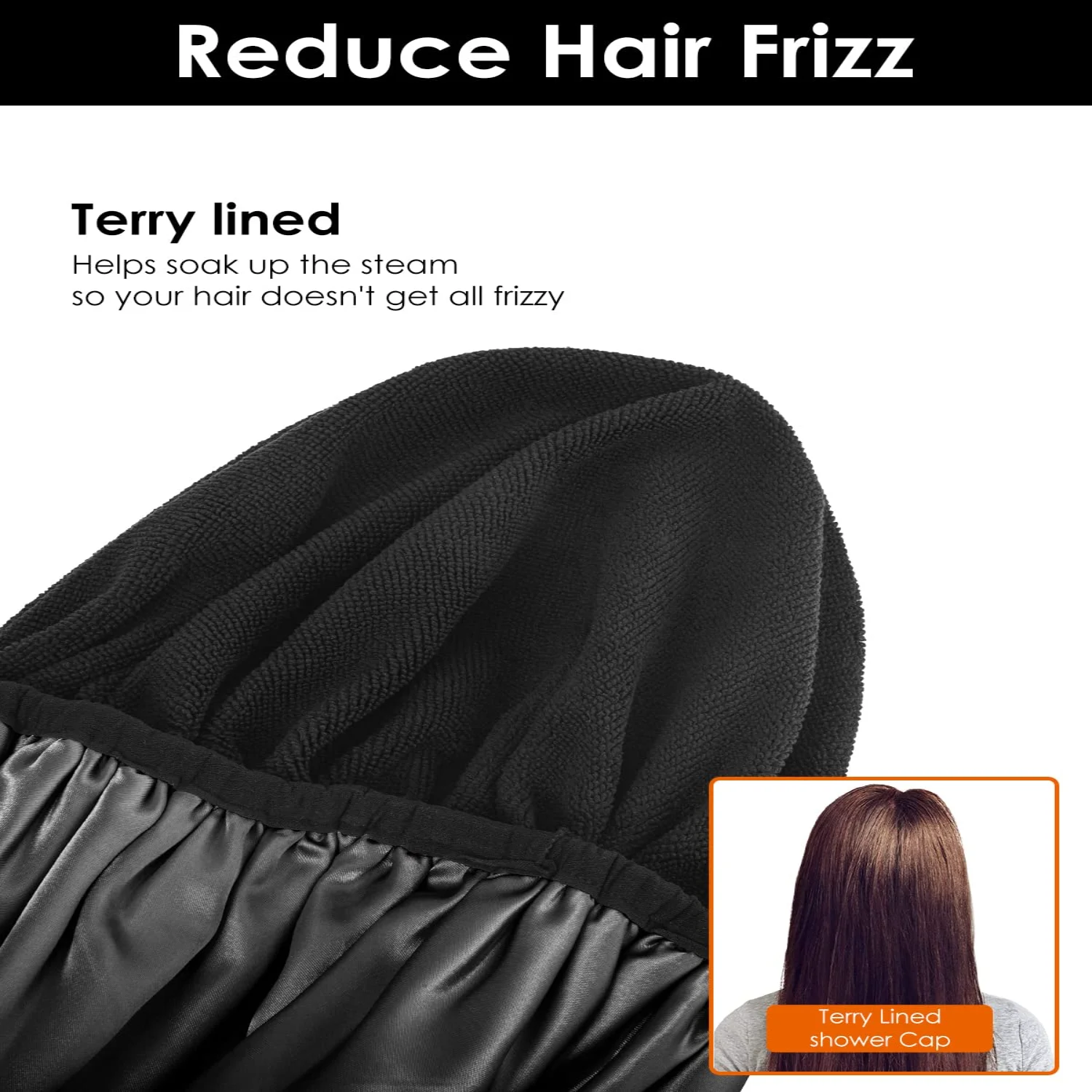 Doccia, Doccia Foderata in Terry per Donna Riutilizzabile, Bagno Impermeabile a Tripla Strato, Extra Large per Capelli Lunghi da Donna