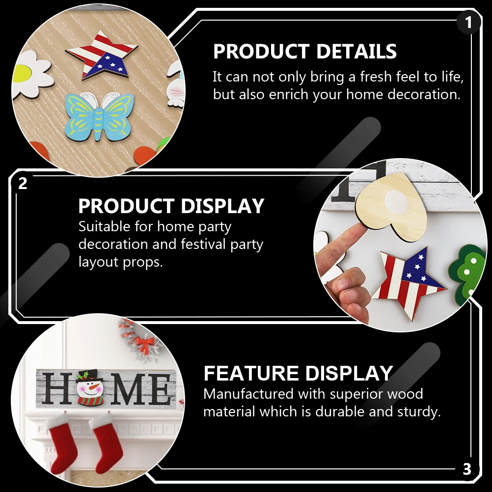 

1Set Xmas Wooden Ornament Festival Desktop Decoration Wood Xmas Craft Adornment Home Party Decorative Prop