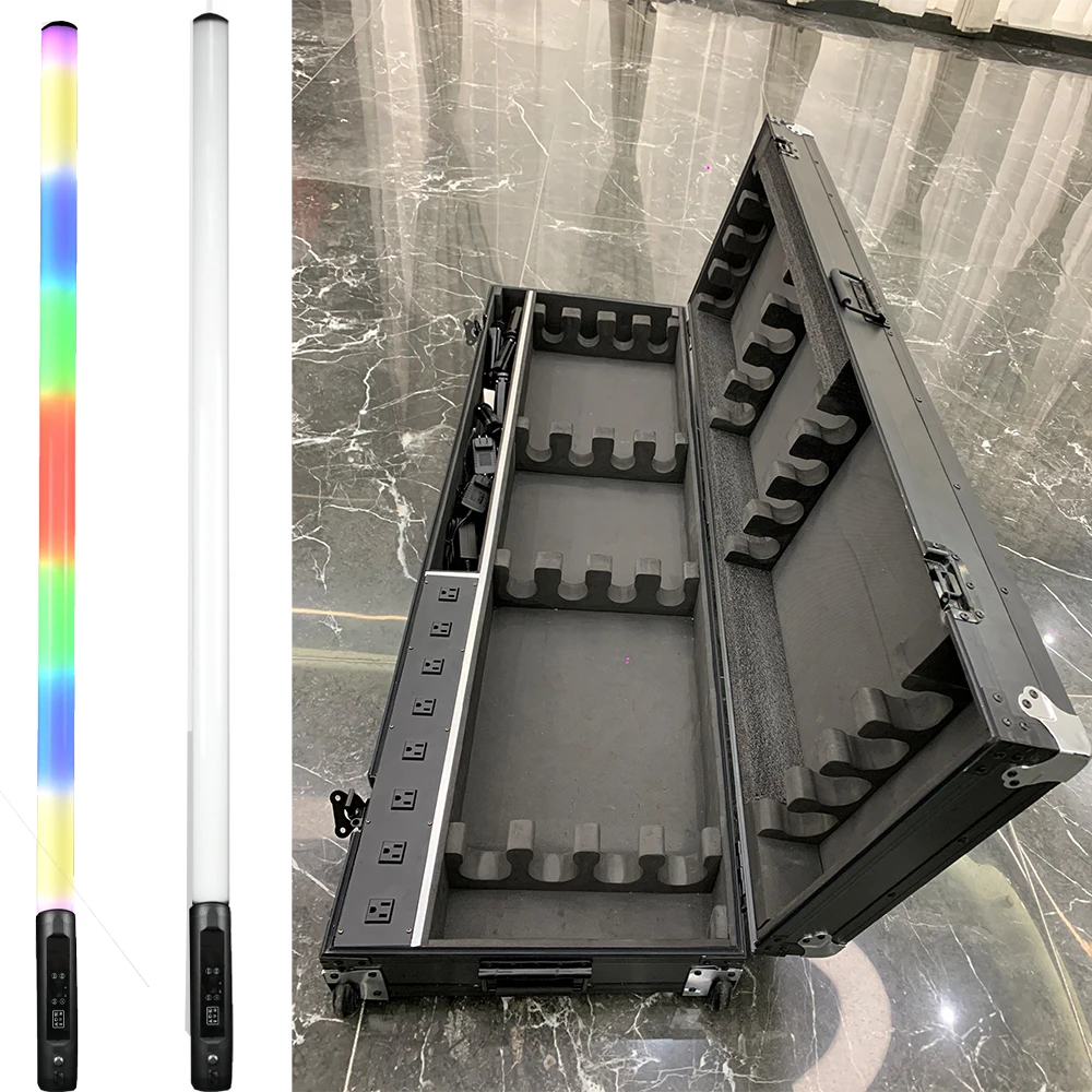 8pcs Waterproof Tube Pixel Bar Uplight Battery Wireless LED Stage Light Wifi Control Party Light with Fly Case with Power Socket