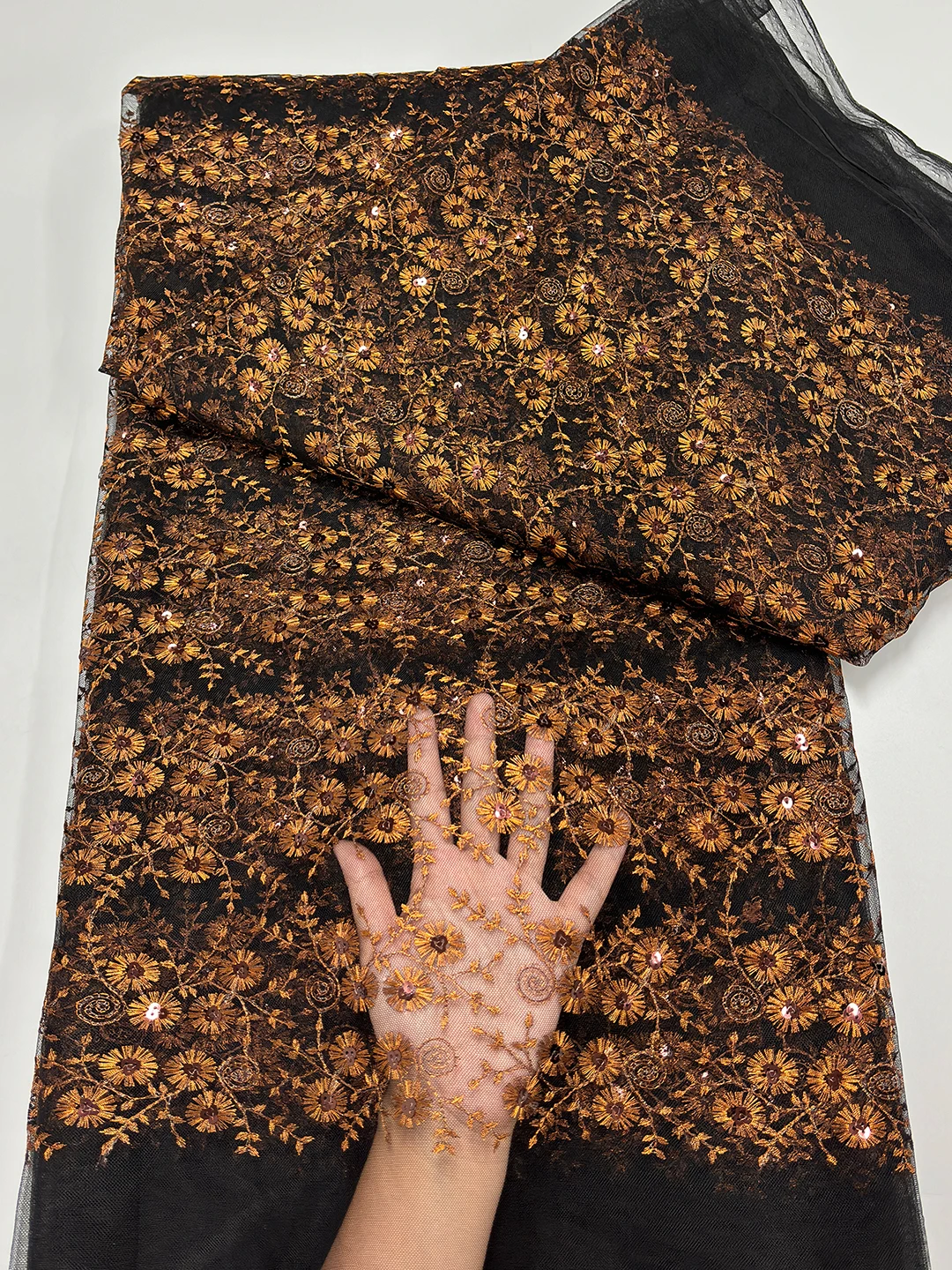 

African Mesh Sequins Lace Fabric French Sequins Bridal Lace 2026 5Yarda Hot Sale Nigerian Women Wedding Party Dresses Sewing