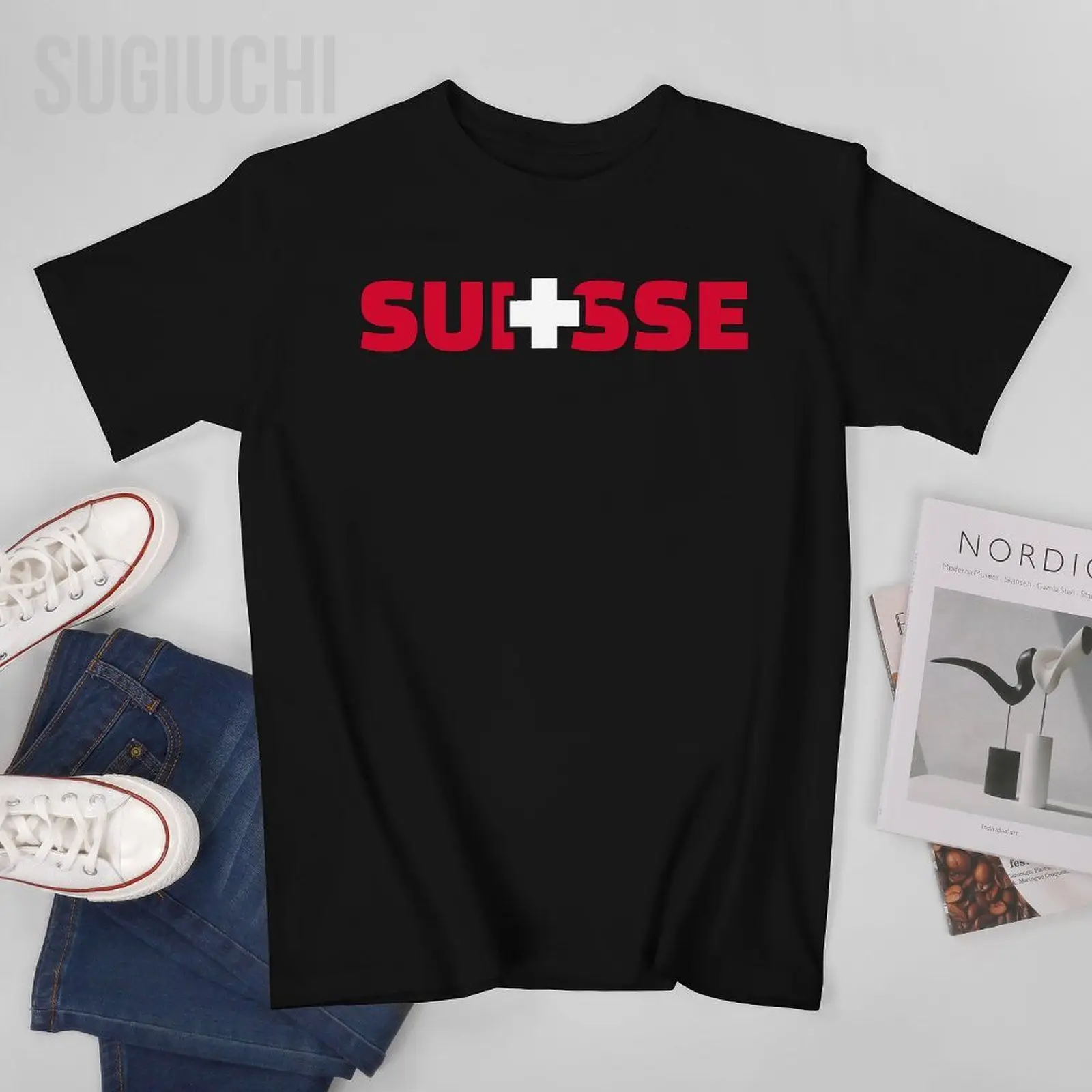 Unisex Men Suisse Flag Switzerland Swiss Tshirt Tees O-neck T Shirts Women Boys 100% Cotton T-Shirt