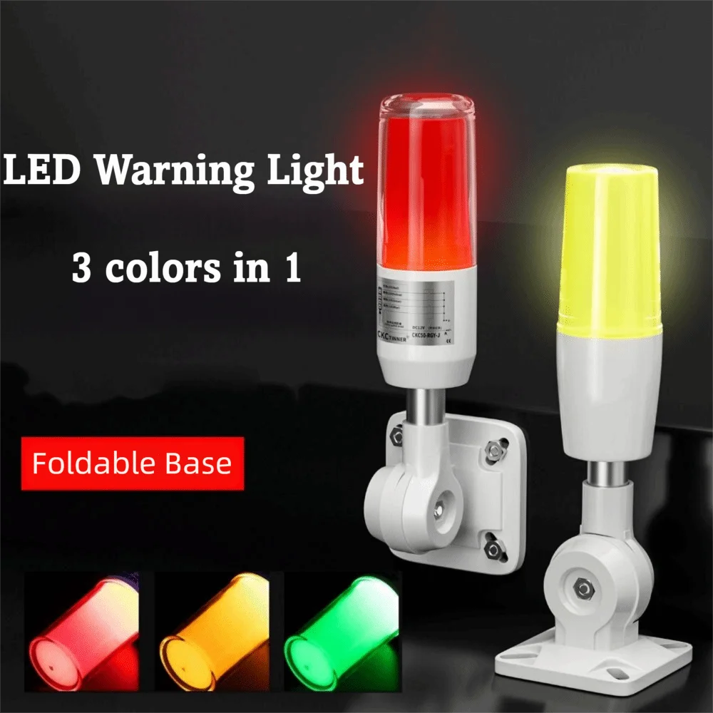 Three-Color LED Signal Indicator Lamp DC12V/24V/AC220V with Buzzer Alarm Smart Warning Light Steady Flashing Alarm Lamp