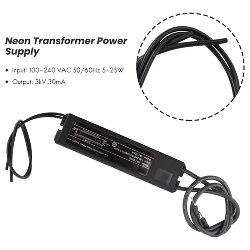 ZIZI Weitspannungs-elektronischer Neonlichttransformator, 3 kV, 30 mA, 5–25 W, passend für jede Größe von Glas-Neonlichtschildern