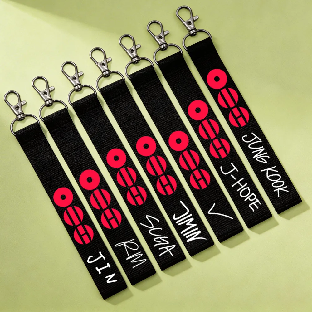 7 Styles BTS Name Strap Keychain K-pop Idol Jin RM Suga Jimin V J-Hope Jungkook Lanyard Bag Charm Fans Gift