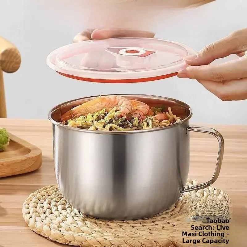 

Large Capacity 304 Stainless Steel Soup Bowl Instant Noodles Box Sealed Cover Fast Food Convenient Noodles Cup for Students D...