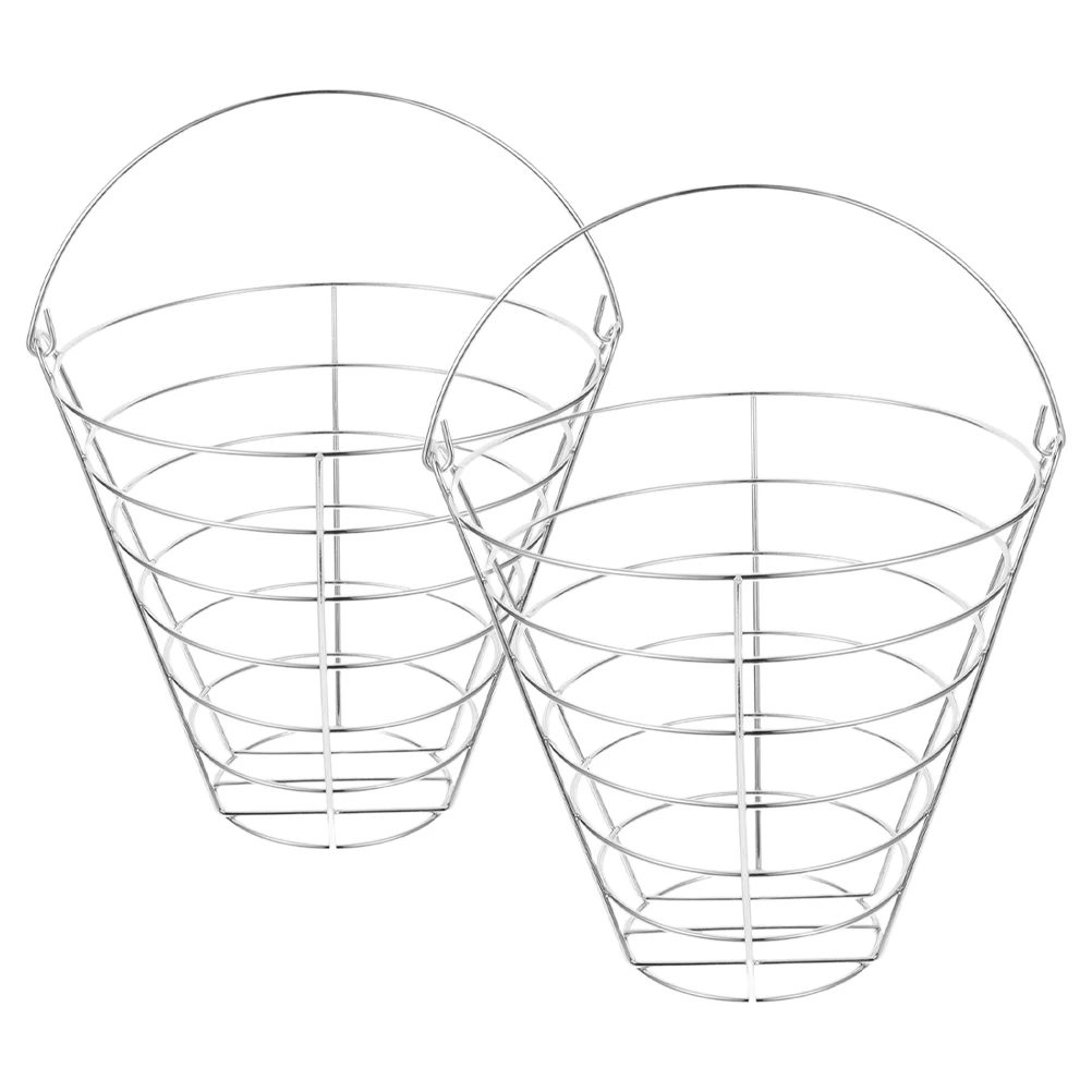 

2pcs Golf Ball Bucket Ergonomic Handle Large Capacity Stainless Steel Outdoor Practice Storage Container Golf Bucket Set