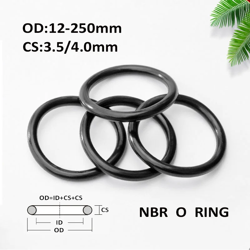 Black nitrile rubber O-ring, CS3.5mm/4mm OD12-250mm NBR, oil and corrosion resistant, applicable to automotive hydraulic