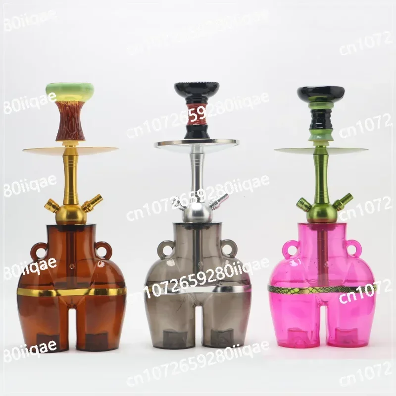 New acrylic 2 hose wheel hub sparkling gravity pot lounge furniture LED set Hookah