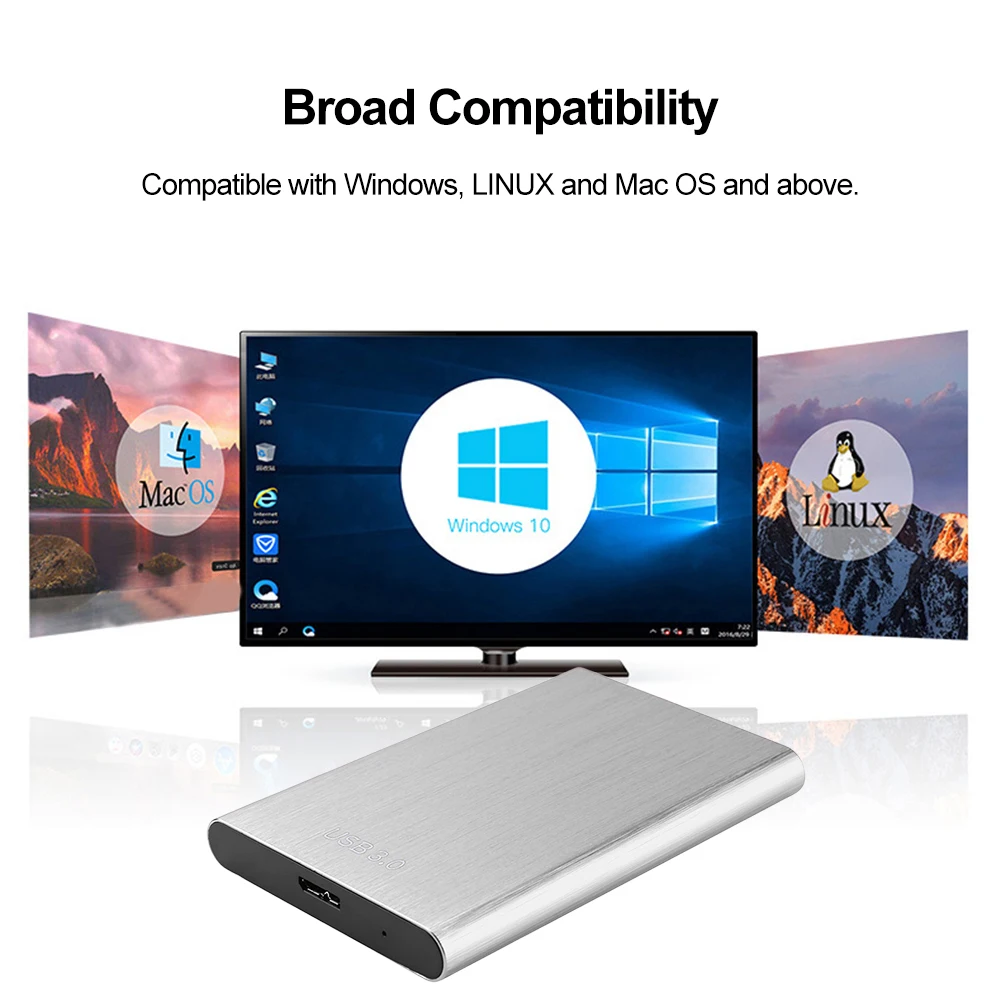 2.5 Inch Hard Drive Enclosure USB 3.0 Mobile Hard Drive Case External Hard Disk Drive Box for 1TB Portable Hard Drive