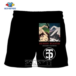 SONSPEE 3D Printing Demon Slayer Anime Shorts Summer Men Women's Harajuku Cartoon Street Sports Fitness Clothing Beach Pants