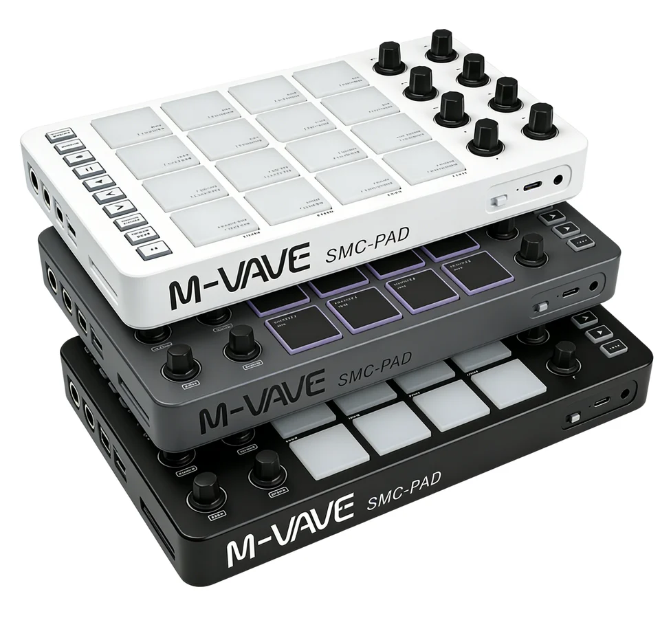 M-VAVE SMC-PAD Compact Wireless MIDI Controller, 16 Pads, 8 Knobs