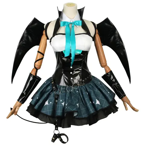 Kvinnor Sexiga Demon Miku Cosplay Kostymer Anime Devil Hatsune Cosplay Uniform Klänning Peruker Vingar Dräkt Med Horn Svans Halloweenfest 6 best sales demonhorn cosplay - №5