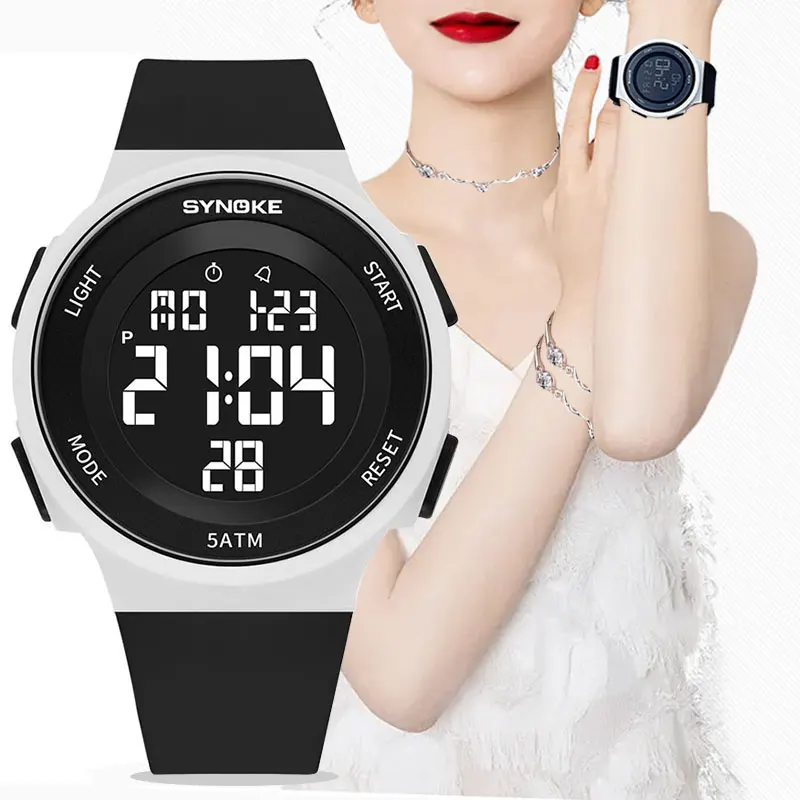 Silicone Ladies Watch Women\'s Outdoor Sports Watch Electronic Watches LED Digital 50m Waterproof Clock Men Relogio Feminino 2022