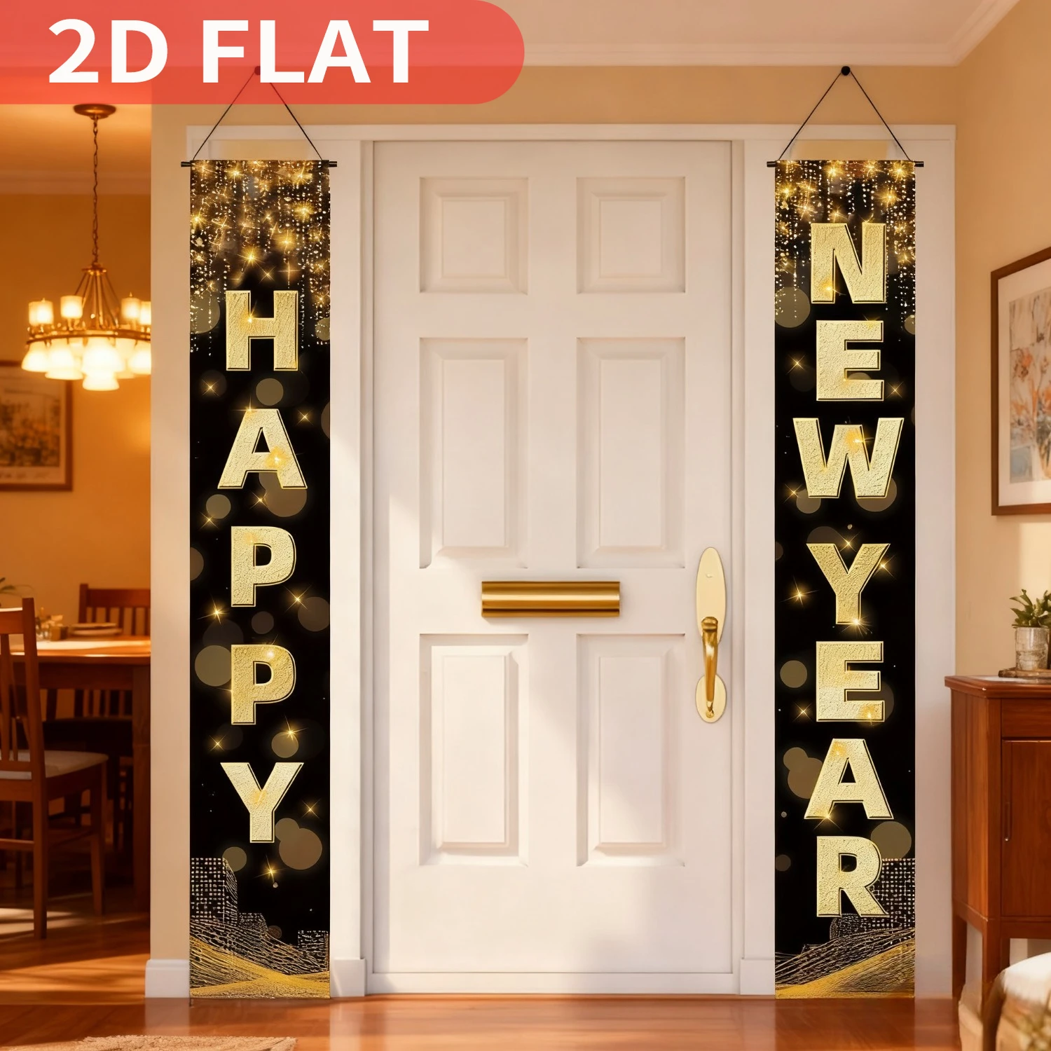 

1pc Happy New Year Party Banner, 72 X 12 Inch Large Front Door Porch Sign Hanging Banner Decor, New Year Eve Party Supplies 2026