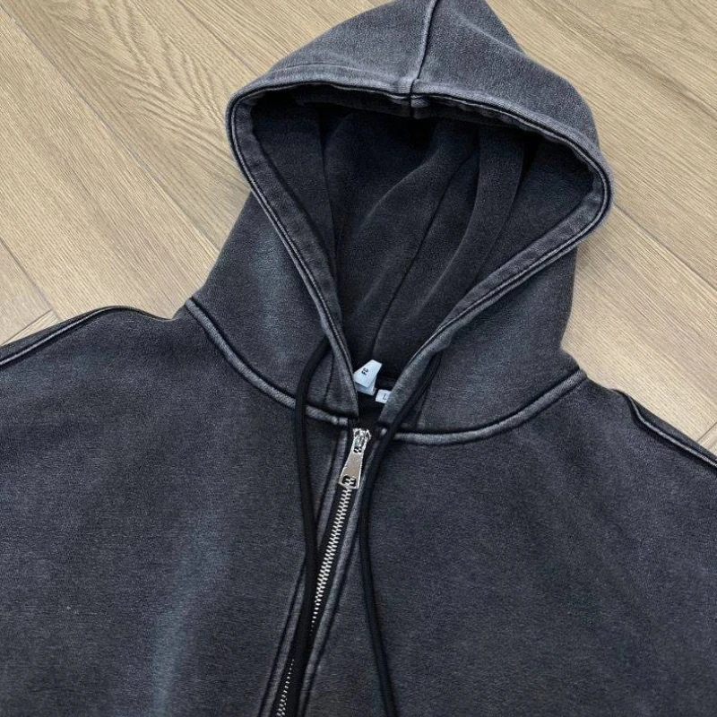 Autumn new washed niche widened thread short hooded jacket loose retro waist jacket women's trend comfortable and beautiful