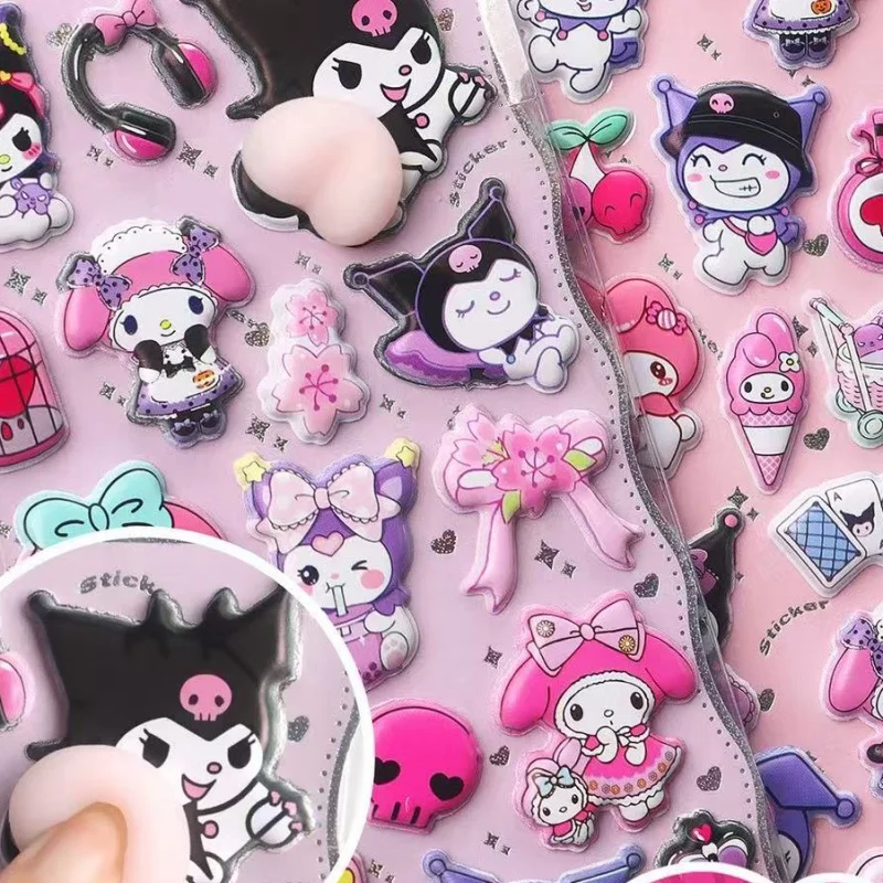 

4Pc Cute Soft 3D PP Stress Relief Cartoon Stickers Sanlio Crayon Shin chan Theme For DIY Scrapbook Cup Phone Case Notebook