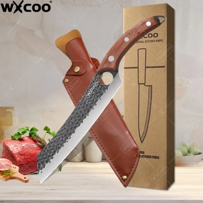 

WXCOO High Carbon Stainless Steel Butcher Knife Kitchen Knife for Fruits Meat Cleaver Multifunctional Boning Knife Cooking Tool