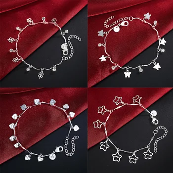 Pulseras de plata de ley 925 con dijes para mujer, cadena de mariposa de circón, joyería elegante de moda para fiesta de boda y Navidad