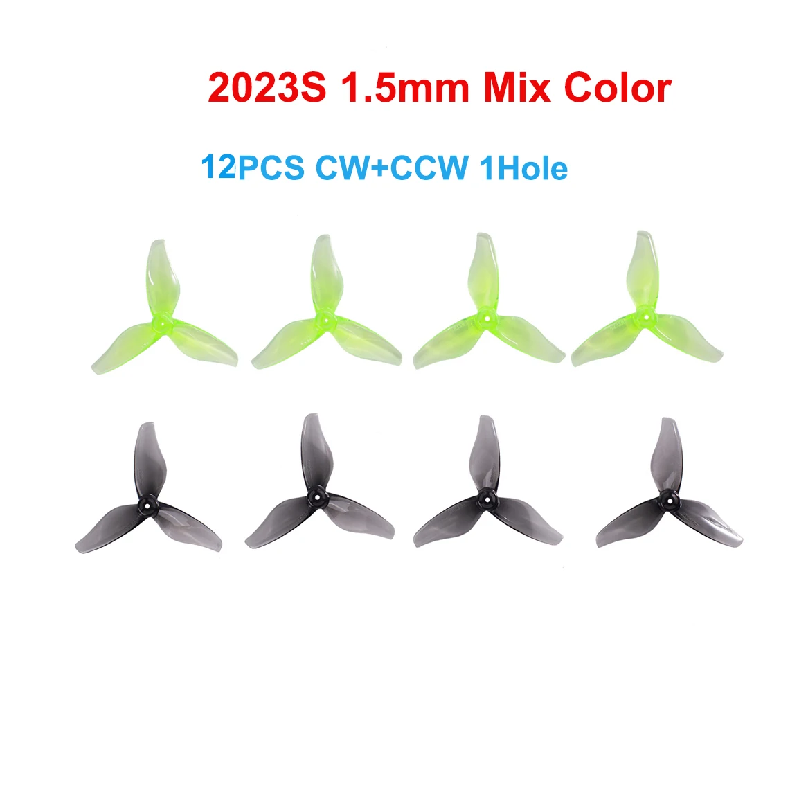 

12 пар (12 шт. CW + 12 шт. CCW) GEMFAN Hurricane 2023S 2x2,3 2-дюймовый 3-лопастной пропеллер с 3 отверстиями для радиоуправляемого дрона с двигателем 1105-1108