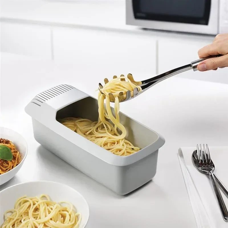 ストレーナー付き電子レンジパスタ調理器、環境にやさしいプラスチック、スパゲッティ、野菜蒸し器、食器洗い機、キッチンアクセサリー、新品
