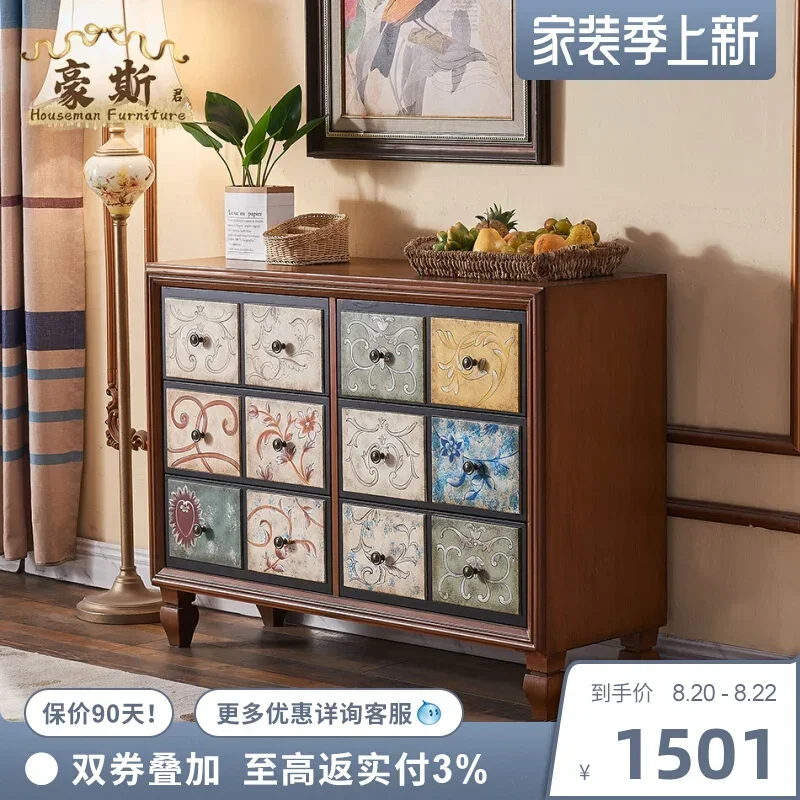 

-Functional Living Room Storage More than Chest of Drawers European-Style Solid Wood Chest of Drawers Hallway Storage Cabinet