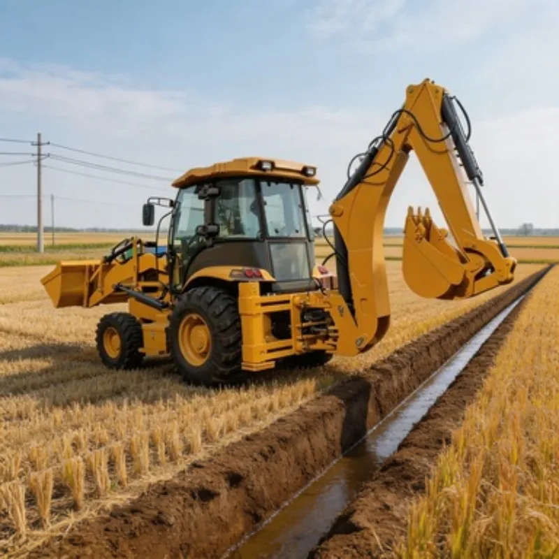 4x4 Backhoe Loader Digger Tractor Machine 2.5 Ton with Front Bucket Rear Digger for Farm Construction Work Use
