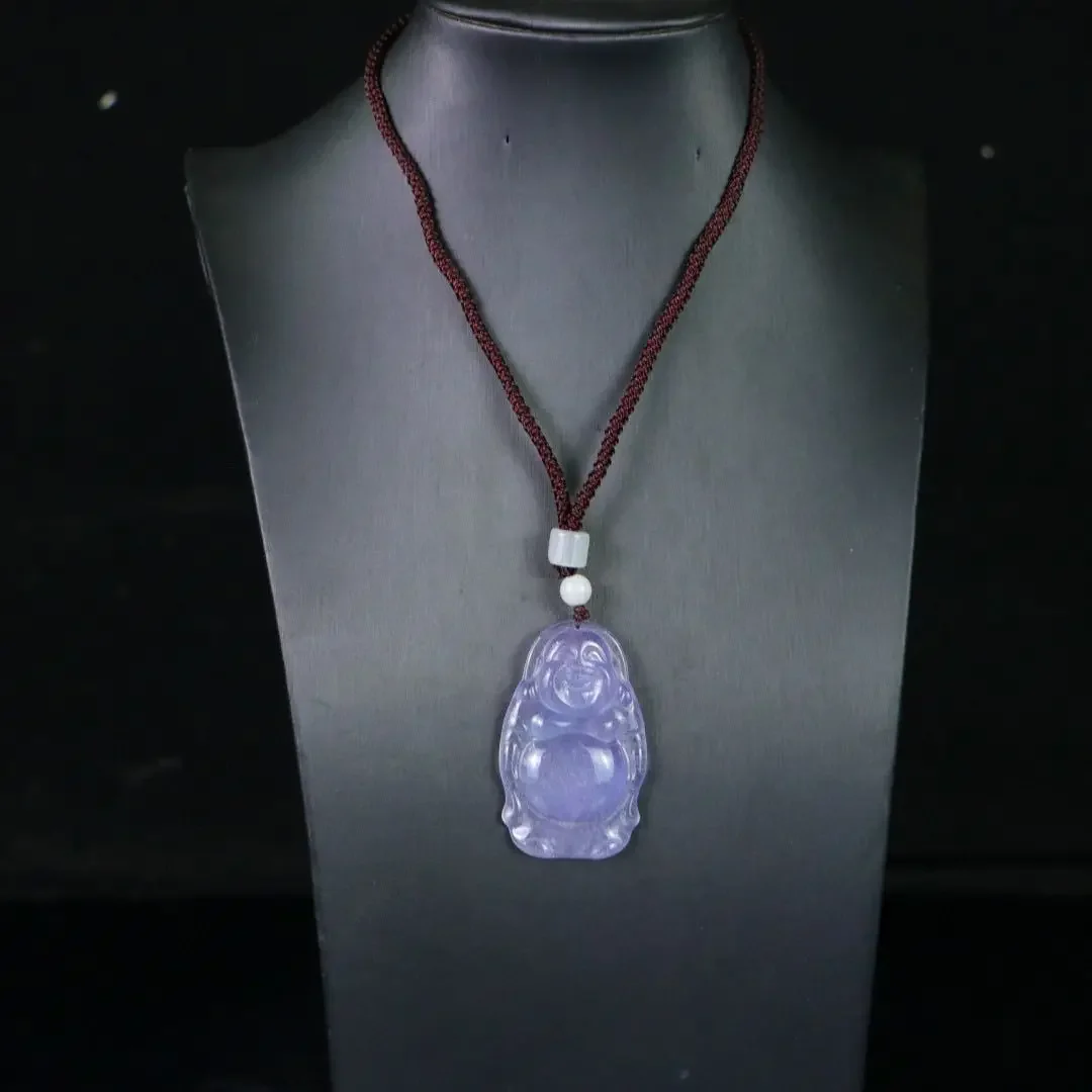 

Fine Carving Station Buddha Natural Ice Jade A Jade Buddha Maitreya Buddha Pendant Pendant, Myanmar Jade Ladies