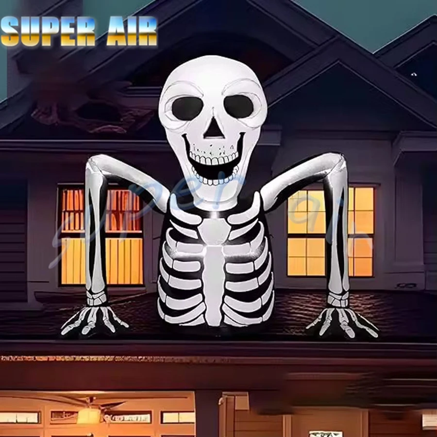 Décoration de célébration d'Halloween, squelette gonflable de 5,5 pieds de long, brise-sol gonflable LED pour fête dans le jardin