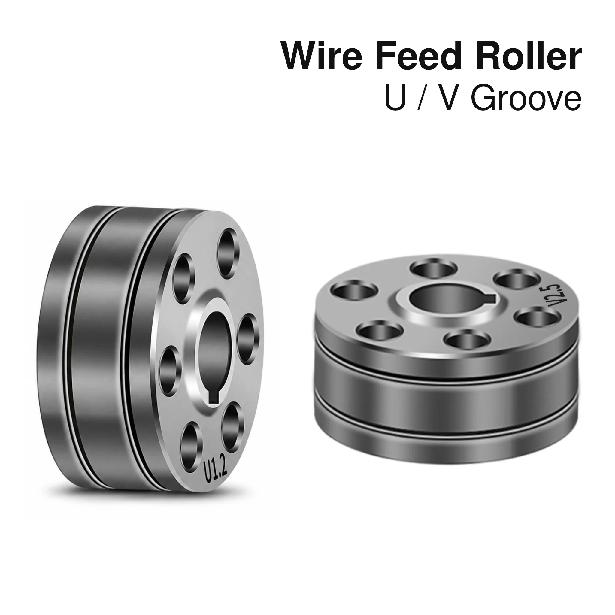 Laser Welding Wire Feed Roller U V Groove Bearing Steel Drive Wheel Keyed Bore Double Groove Replacement for Wire Feeder Parts