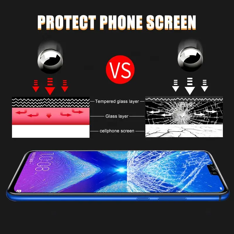 2pcs Tempered Glass For Huawei Honor 8X 8A 8C 8S 9A 9C 9S 9X Screen Protector On Honor 10 20 30 Lite 10i 20i 30i Protective Film