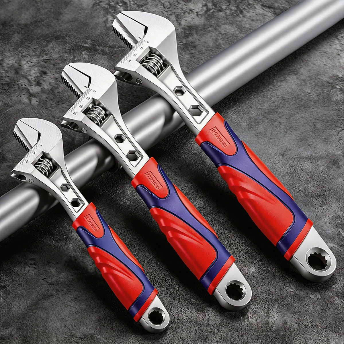 8/10/12 Inch Adjustable Wrench Wide Jaw Universal Spanner Multi-function Plumbing Pipe Tool Bathroom  Motorcycle Repair Tool