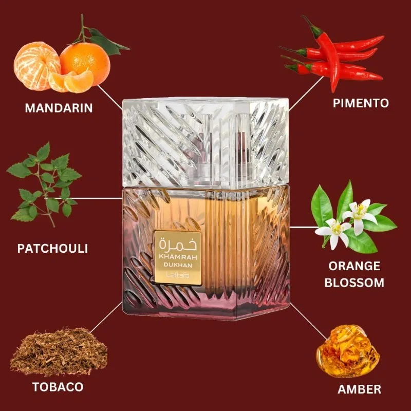 Lattafa Khamrah Eau de Parfum Spray 100 مل عطور عربية أصلية عطر شرقي حار مستمر هدايا كولونيا للرجال