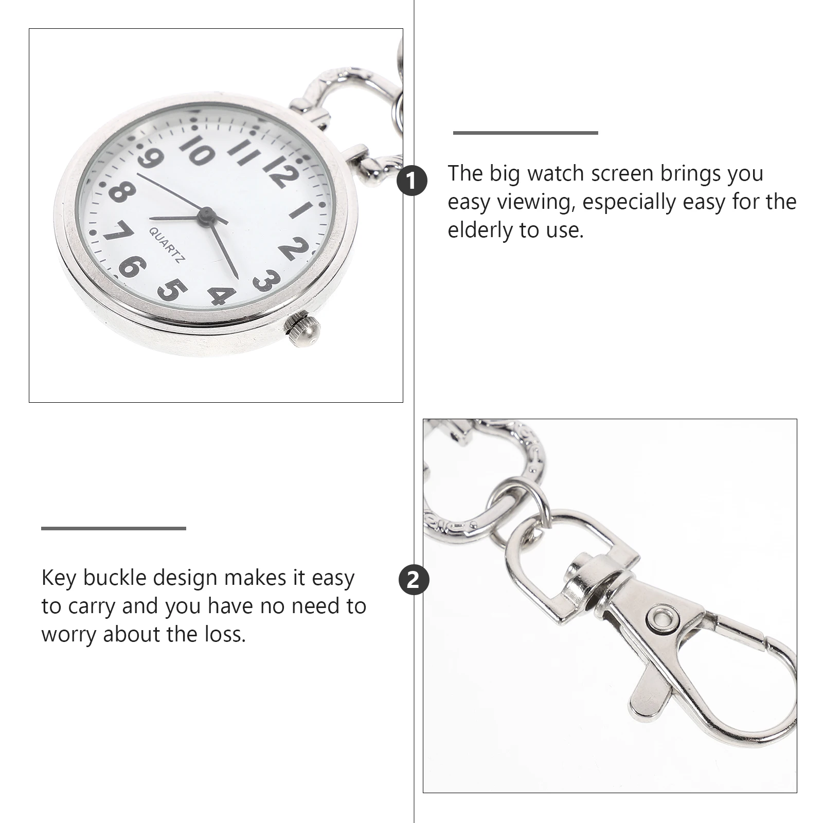 

1pc Large Dial Quartz Nurse Doctor Student Pocket Timepiece For Iv Pulse Zinc Alloy Portable For Elderly