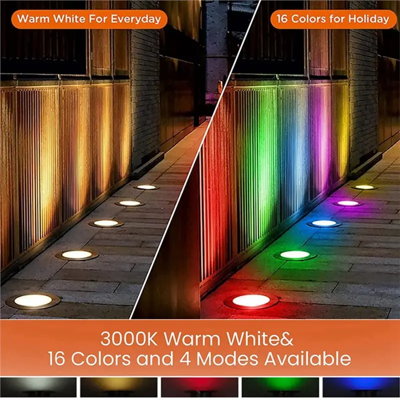 Outdoor 12V 3W RGBW In Ground Light LED Well Light Low Voltage Landscape Lighting System With Remote Control(4Pcs) Color New