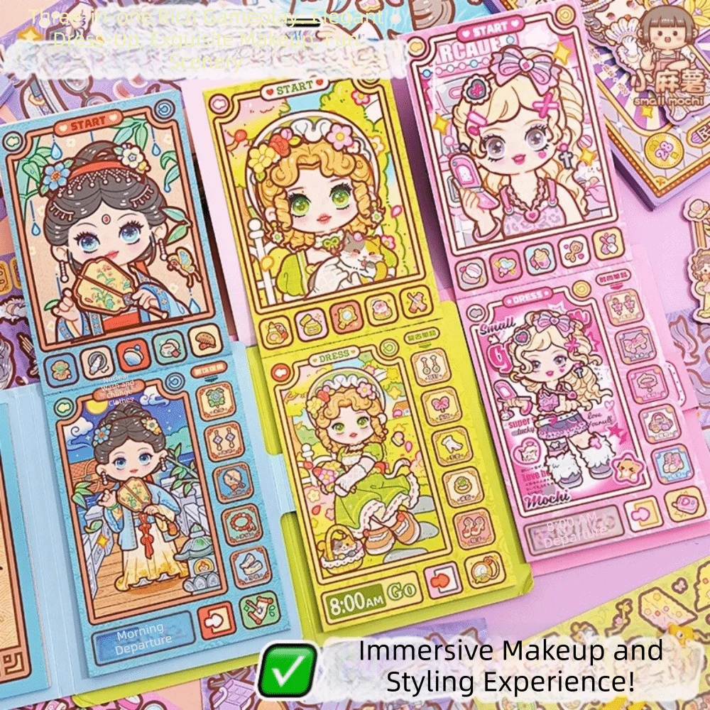 Beauty Makeup Book - 28 Sheets Cartoon Dress-up Sticker Quiet
