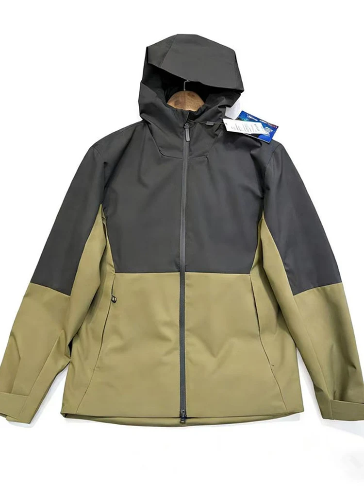 

Outdoor Windproof Waterproof Hooded Jaet Men's Spring Autumn Climbing Traveling Coat Polyester Stand Fit Long Sve Zipper