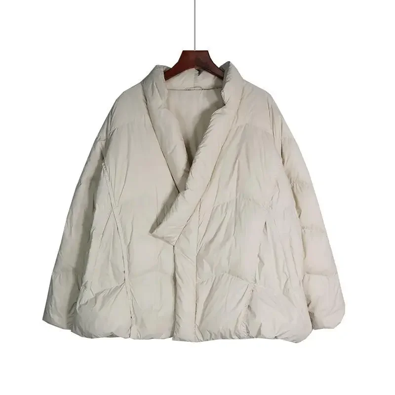 الخريف والشتاء المرأة أسفل سترة الرجعية قطري طوق 90% الأبيض بطة أسفل سترة قصيرة موضة عادية أسفل سترة 2024