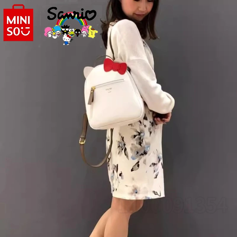 Mini mochila de Hello Kitty para mujer, bolso escolar Original de marca de lujo, con lazo de dibujos animados, de gran capacidad y alta calidad