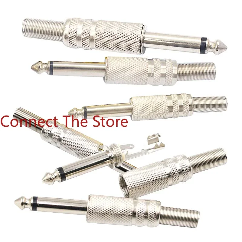 7PCS 6.35 Single Sound Plug 6.5 Large Two-core  Audio Microphone  6.35mm Assembly Welding Wire