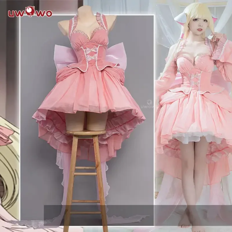 

IN STOCK UWOWO Anime/Mangaa Chii Cosplay Costume Lolita Pink Dress with Bowknot Clamp Halloween Christmas Chii Costumes Outfit