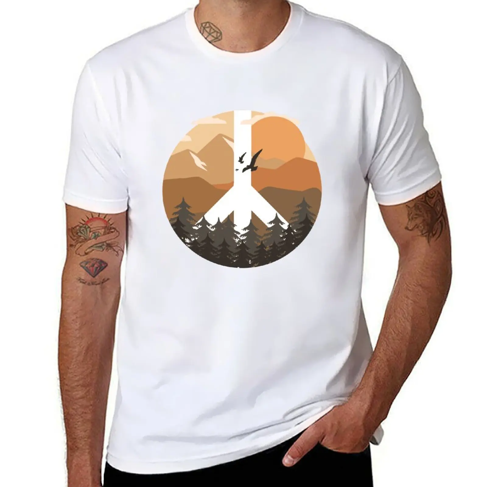 

cotton Peaceful Landscape t T-Shirt shirts man shirts man tees t pack for for graphic
