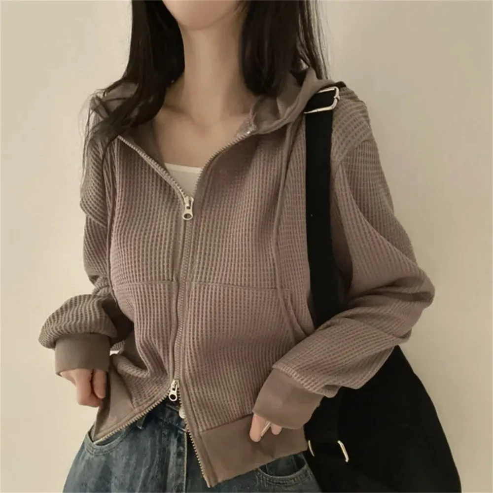 

Loose Outerwear Harajuku Women Korean Streetwear Cropped Baseball Jacket Fashion Female Casual Zipper Coat Autumn New tops 2024