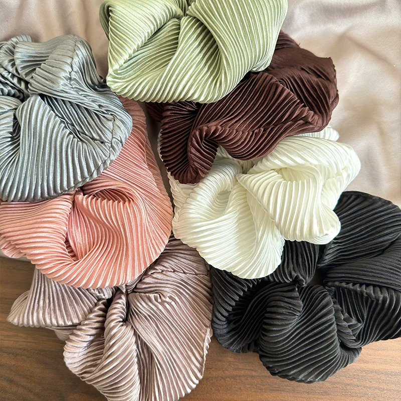 Silky Cream Glossy Large Hair Scrunchies Vintage Gentle Solid Color Hair Band Headband for Women Girls Elegant Elastic Hair Rope