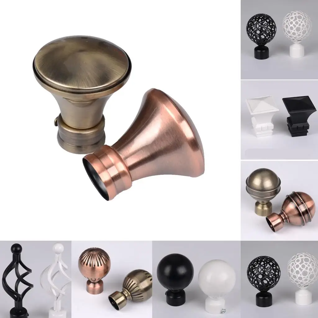 Retro Curtain Pole End Metal Finial Ball for Home Curtain Rod Ends Window Accessories Holder