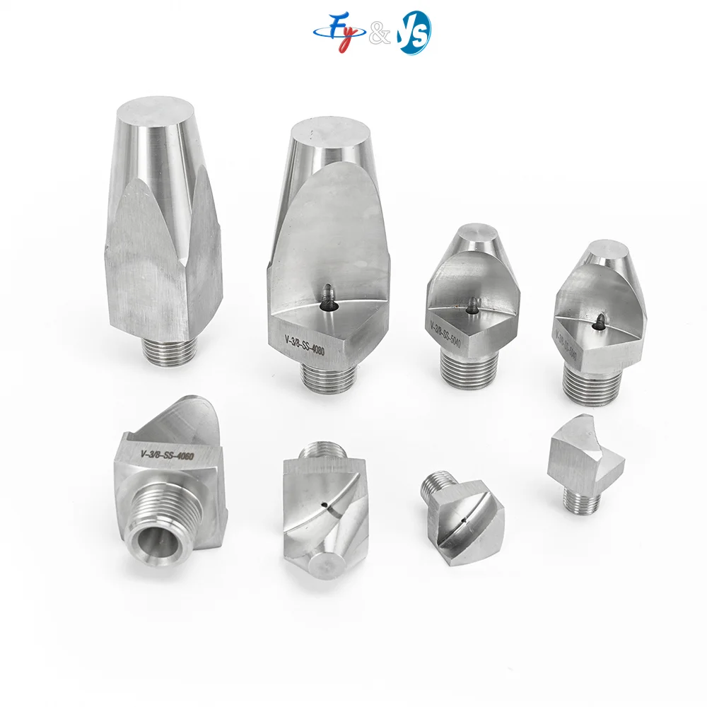 Universal Adjustable Stainless Steel Narrow Spray Nozzle, V-Type High Impact Side Spray Head for Industrial Cleaning