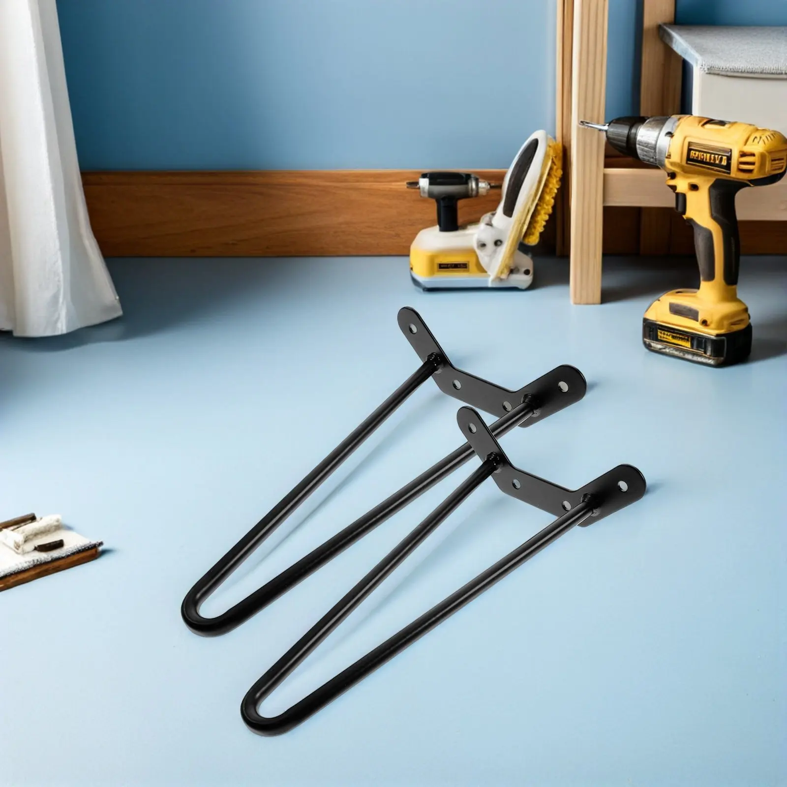 4Pcs Metal Hairpin Legs for Desk Coffee Table Side Table Black Heavy Duty Furniture Legs 15.72 Inch Vertical Height Scratch
