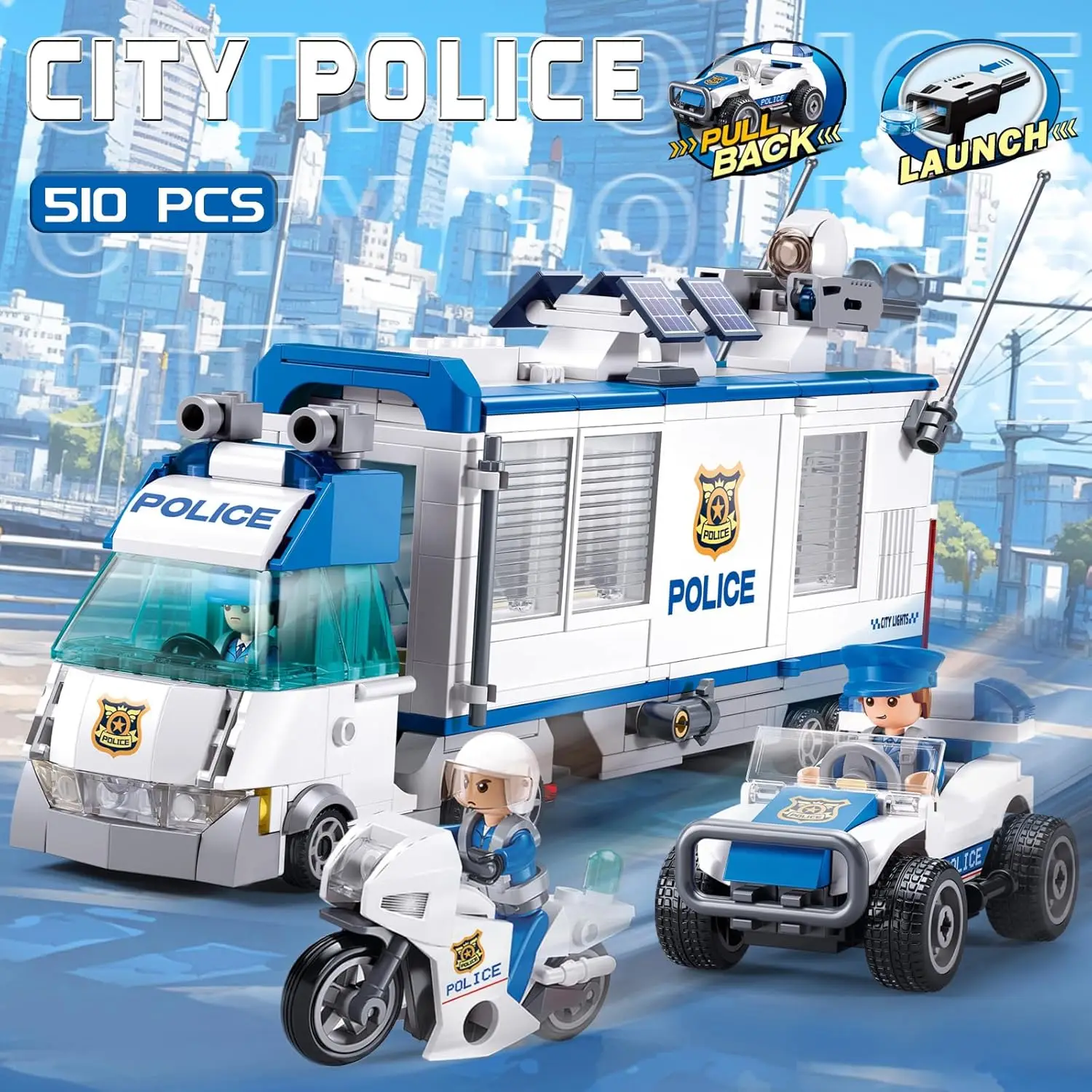 510PCS Invasion Command Vehicle Building Blocks City SWAT Car Model Bricks Set with Mini Figures Children DIY Toys Holiday Gifts