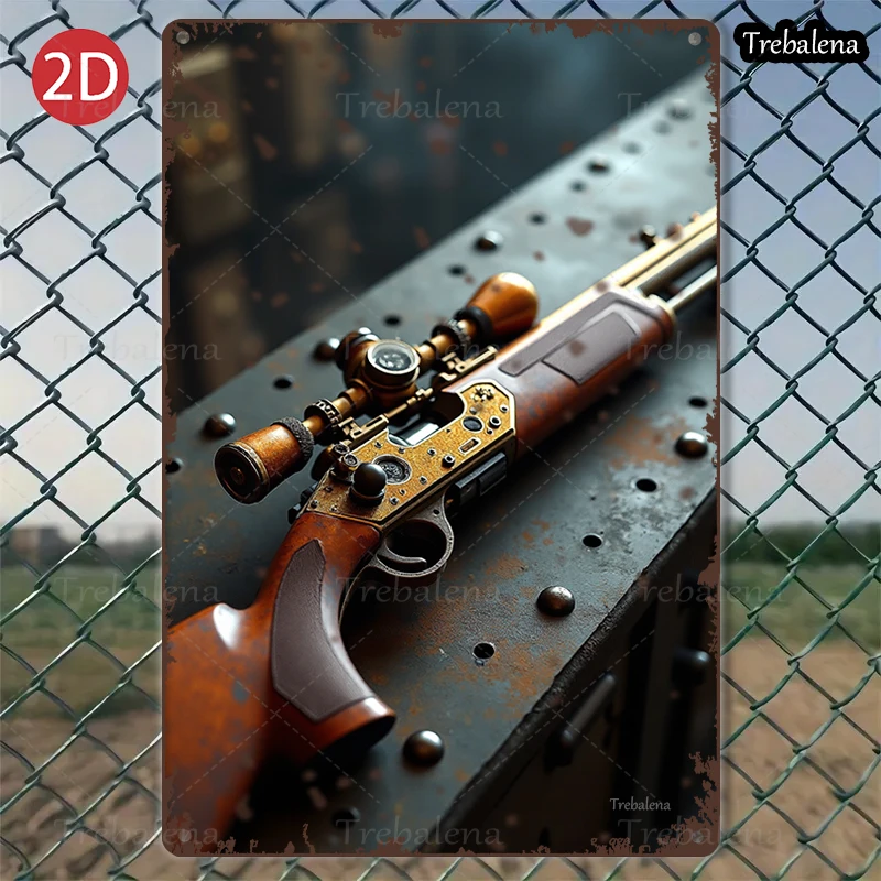 

1 шт. 2D плоский металлический знак 8*12 дюймов винтажная винтовка на ржавом металле индустриальный стиль искусства