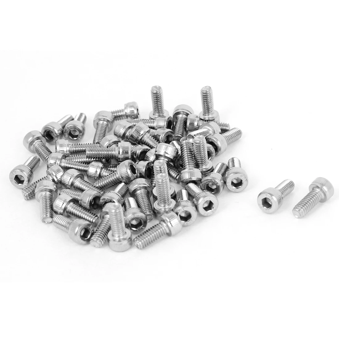 Uxcell 50pcs M4x10mm 0.7mm Pitch Bolts Socket Cap Head Hex Key Screws 304 Stainless Steel Silver Tone