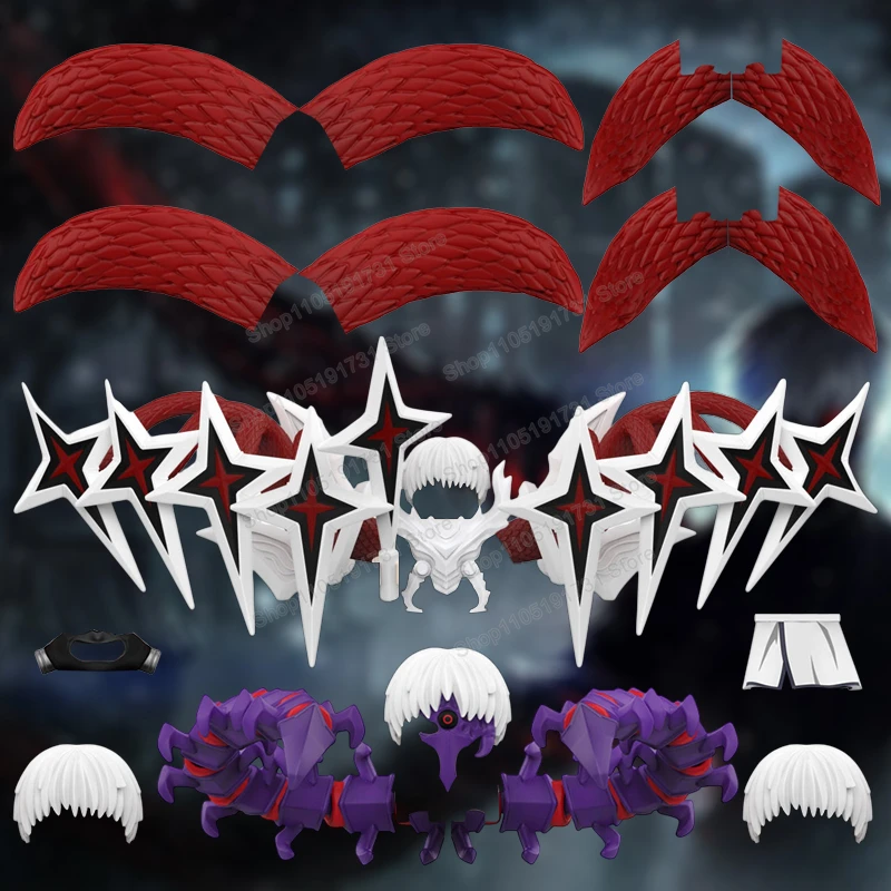 AC0004-0007 bloques de construcción de cómic figuras de acción de pelo blanco diferentes formas modelos de alas accesorios DIY juguetes para niños regalos